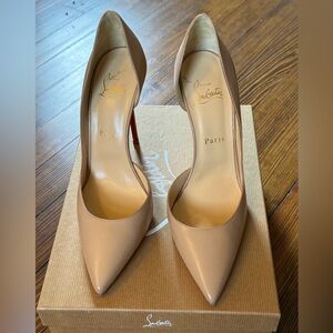 Authentic Christian Louboutin Iriza 100 mm Nude Kid Leather Size 8 - worn once!